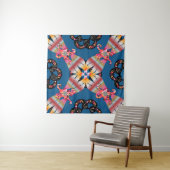 Tenture Mandala coloré sur fond jaune. Invitation (En situation (horizontale))