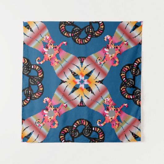 Tenture Mandala coloré sur fond jaune. Invitation (Devant)