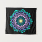 Tenture Mandala Coloré sur Fond Noir Petit (Devant (Horizontal))