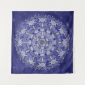 Tenture Mandala, déesse triple lune en argent céleste (Devant (Horizontal))