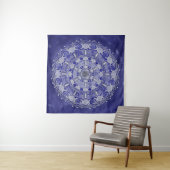 Tenture Mandala, déesse triple lune en argent céleste (En situation (horizontale))