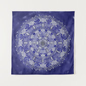 Tenture Mandala, déesse triple lune en argent céleste (Devant)