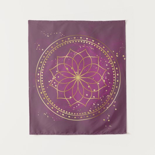 Tenture Mandala d'or sur la prune | Elégante Géométrie Sac (Devant)