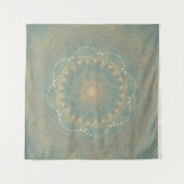 Tenture Mandala Earth Bloom – Art géométrique texturé (Devant (Horizontal))