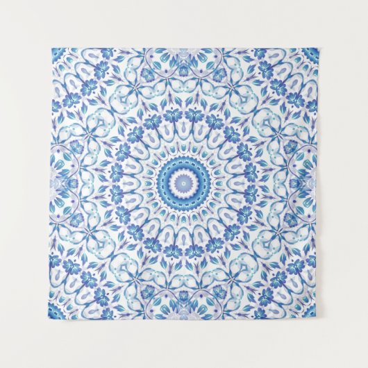 Tenture Mandala Floral Bleu (Devant)