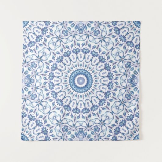 Tenture Mandala Floral Bleu (Devant)