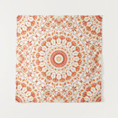 Tenture Mandala Floral Orange (Devant (Horizontal))