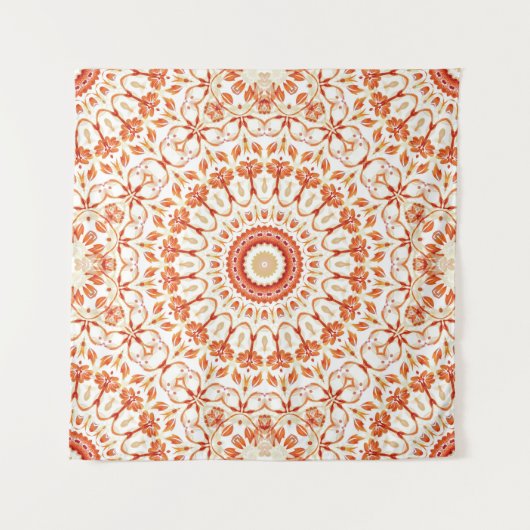 Tenture Mandala Floral Orange (Devant)