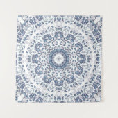 Tenture Mandala florale bleu poussiéreux (Devant)