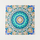 Tenture Mandala jaune turquoise (Devant (Horizontal))