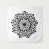 Tenture Mandala noir sur fond blanc (Devant)