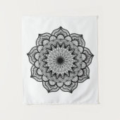 Tenture Mandala noir sur fond blanc petit (Devant)