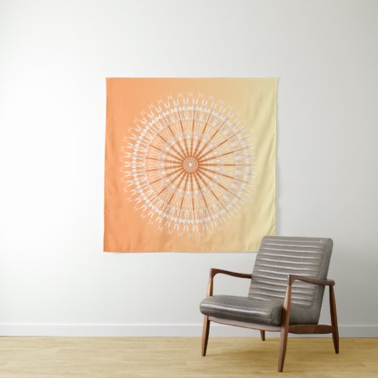 Tenture Mandala Orange Yellow Sun (En situation (horizontale))