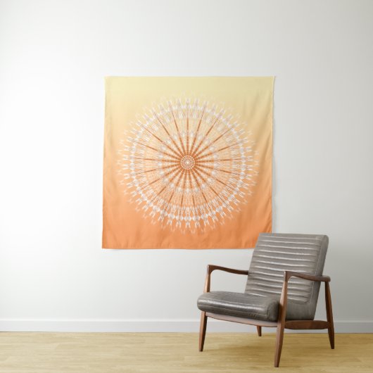 Tenture Mandala Orange Yellow Sun (En situation)