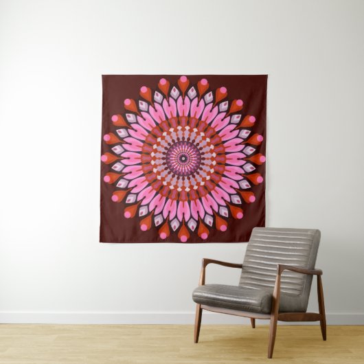 Tenture Mandala rose (En situation (horizontale))