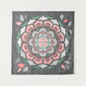 Tenture Mandala Rustique Rose Floral (Devant (Horizontal))