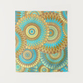Tenture Mandala superposé bleu marron or (Devant)