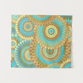 Tenture Mandala superposé bleu marron or (Devant (Horizontal))
