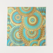 Tenture Mandala superposé bleu marron or (Devant (Horizontal))