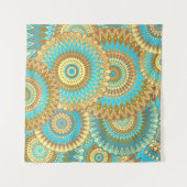 Tenture Mandala superposé bleu marron or (Devant)