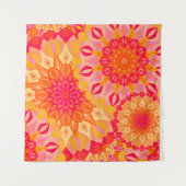 Tenture Mandala superposé orange rose jaune (Devant (Horizontal))