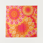 Tenture Mandala superposé orange rose jaune (Devant)