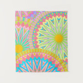 Tenture Mandala superposé rose bleu jaune menthe violet (Devant)