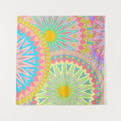 Tenture Mandala Superposé Rose Bleu Jaune Menthe Violet (Devant (Horizontal))