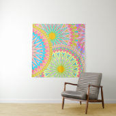 Tenture Mandala Superposé Rose Bleu Jaune Menthe Violet (En situation (horizontale))