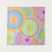 Tenture Mandala Superposé Rose Bleu Jaune Menthe Violet (Devant (Horizontal))