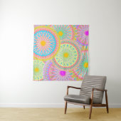 Tenture Mandala Superposé Rose Bleu Jaune Menthe Violet (En situation (horizontale))