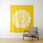 Tenture Mandala, Tournesol jaune de la Mustard de Boho (En situation)