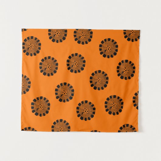 Tenture Mandarin Dreams Orange et Motif noir (Devant (Horizontal))