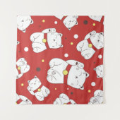 Tenture Maneki-Neko chat, motif japonais de doodle. (Devant (Horizontal))