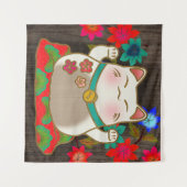 Tenture Maneki Neko porte-bonheur (Devant (Horizontal))