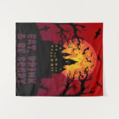 Tenture Mangez, buvez et soyez effrayant Halloween (Devant (Horizontal))