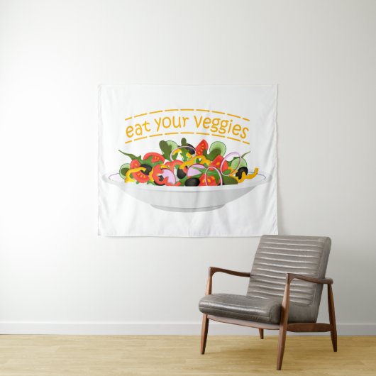 Tenture Mangez vos Légumes Citer salade fraîche mélange bo (En situation (horizontale))