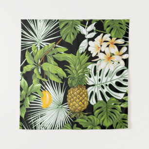 Tenture Mango d'ananas : Illustration Vintage noire.