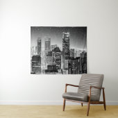 Tenture Manhattan Under the Stars en noir et blanc (En situation (horizontale))