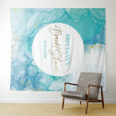 Tenture Marble blue mint bridal shower modern backdrop (En situation (horizontale))