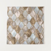 Tenture Marbre blanc de treillis marocain et or (Devant (Horizontal))