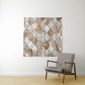 Tenture Marbre blanc de treillis marocain et or (En situation (horizontale))