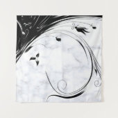 Tenture Marbre blanc, Graphique en fibre noire (Devant (Horizontal))