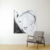 Tenture Marbre blanc, Graphique en fibre noire (En situation)