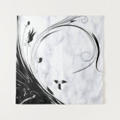 Tenture Marbre blanc, Graphique en fibre noire (Devant)