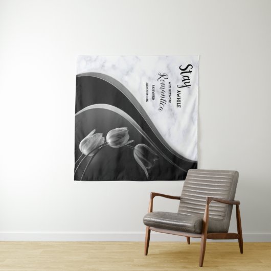 Tenture Marbre blanc, Noir, Filigree Or (En situation (horizontale))