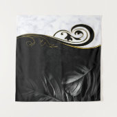 Tenture Marbre blanc, Noir, Filigree Or (Devant (Horizontal))