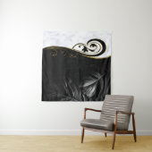 Tenture Marbre blanc, Noir, Filigree Or (En situation (horizontale))