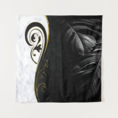 Tenture Marbre blanc, Noir, Filigree Or (Devant)