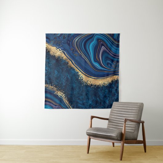 Tenture marbre bleu arrière - plan abstrait agate granite  (En situation (horizontale))